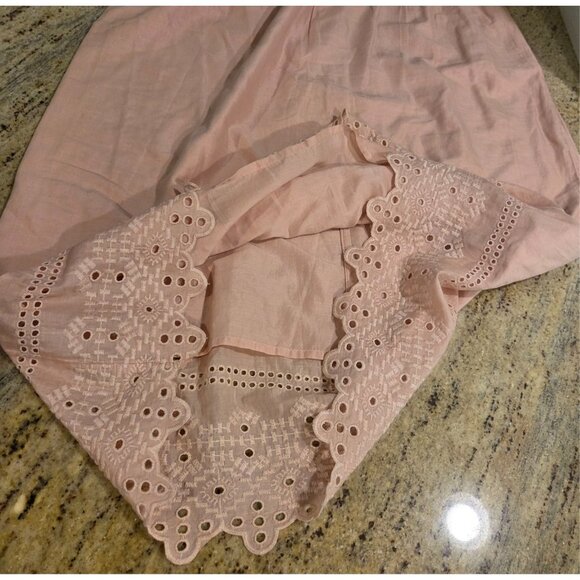 Old Navy Boho Embroidered Eyelet Cotton Midi Dress Size M Pink Blushin up - Picture 6 of 16